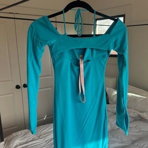 Oh Polly Aqua Long Sleeve Dress